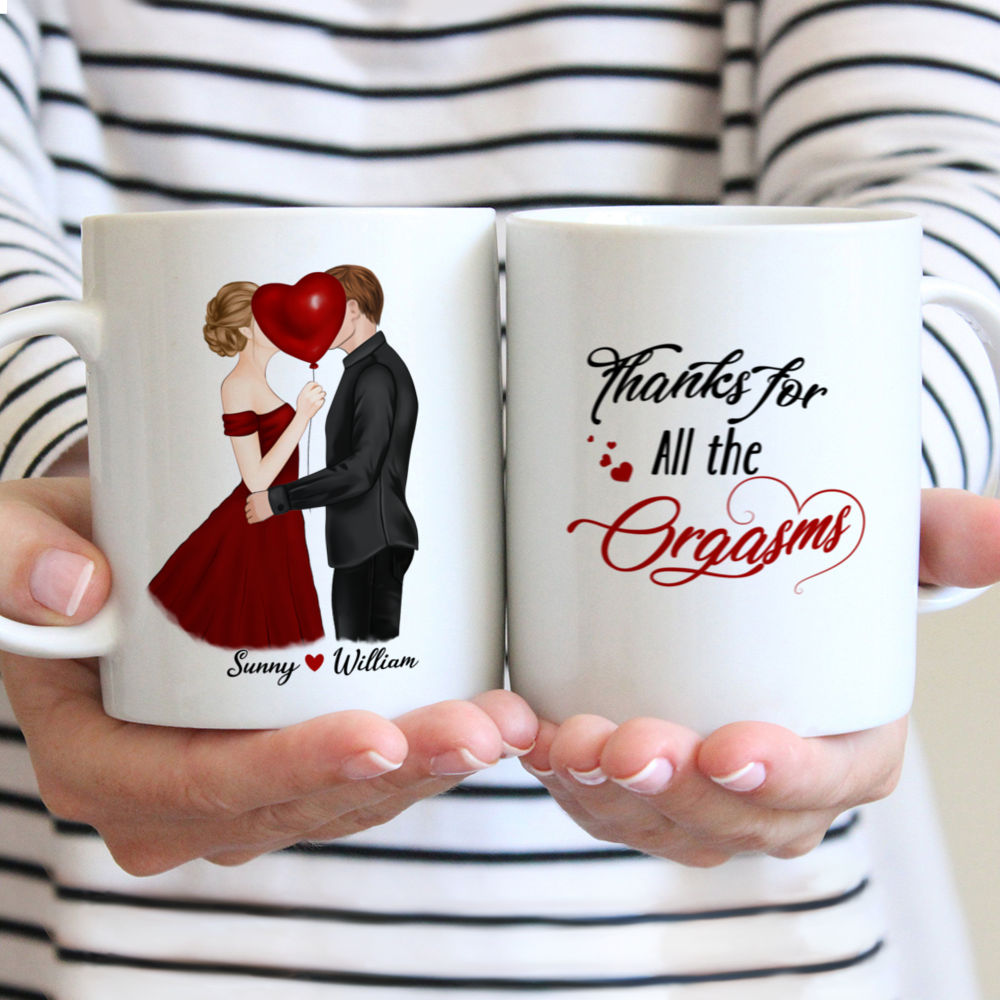 Personalized Mug - Kissing Couple 2 - Thanks For All The Orgasms - Couple Gifts, Valentine's Day Gifts, Gifts For Her, Him