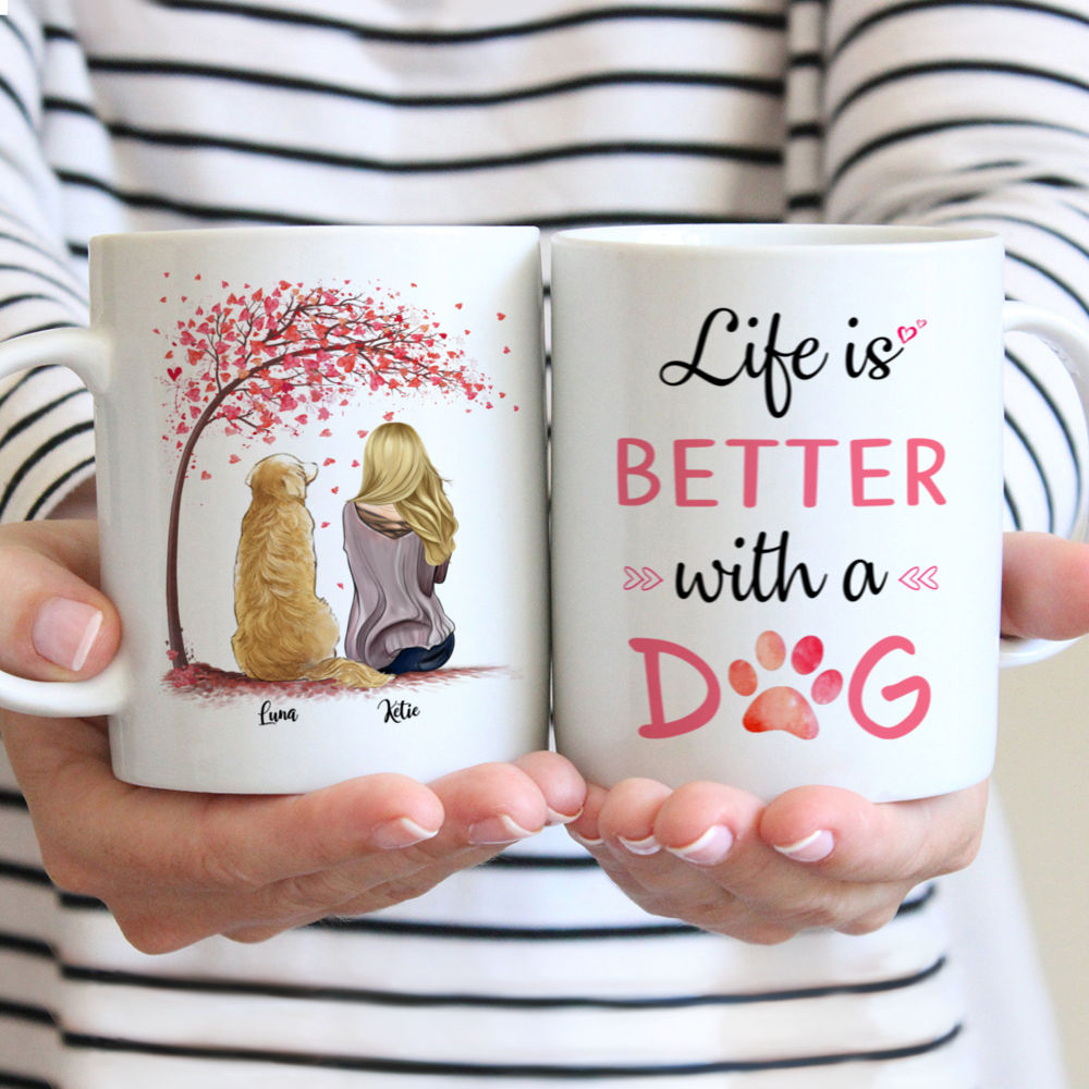 Personalized Dog Mug - Life Is Better With A Dog (Girl & Dog)