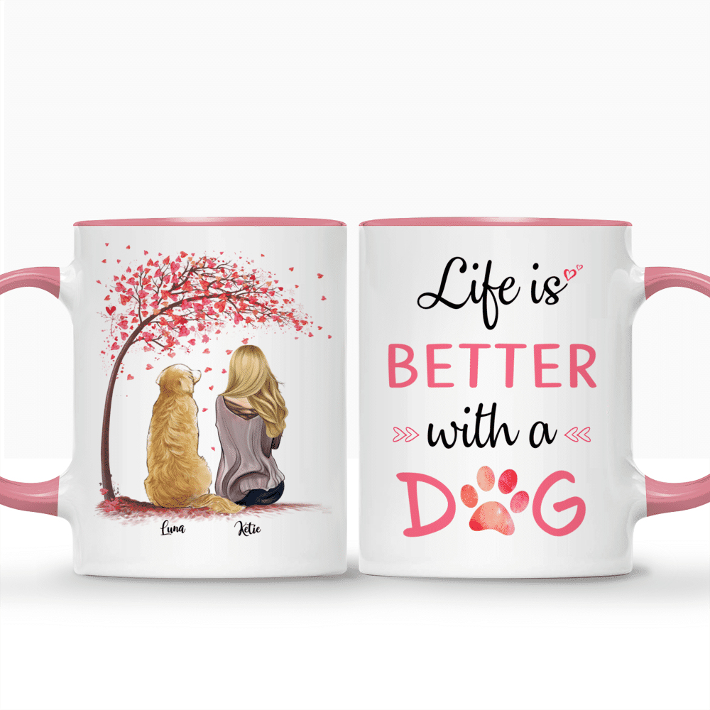 Gossby Personalized Dog Mom Mug - Life is Better with a Dog (Girl - Dog -  Pink Tree) - 11oz, 15oz Do…See more Gossby Personalized Dog Mom Mug - Life