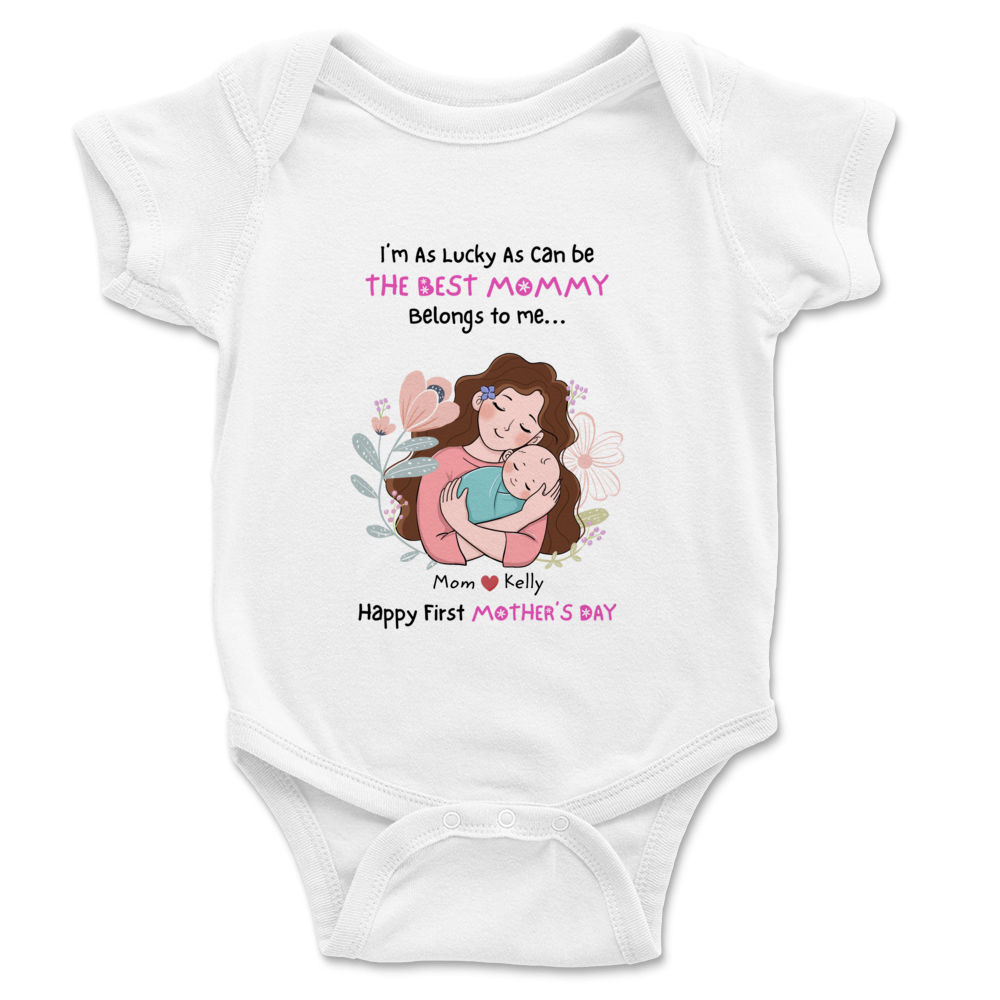 Custom Baby Onesies - I’m As Lucky As Can be The Best Mommy Belongs to me - Mother's Day 2024 - Personalized Onesie_2