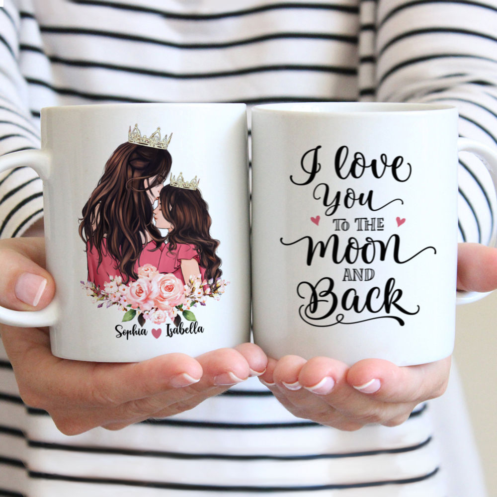 Personalized Mug - Mother & Little Princess - I love you to the moon and back