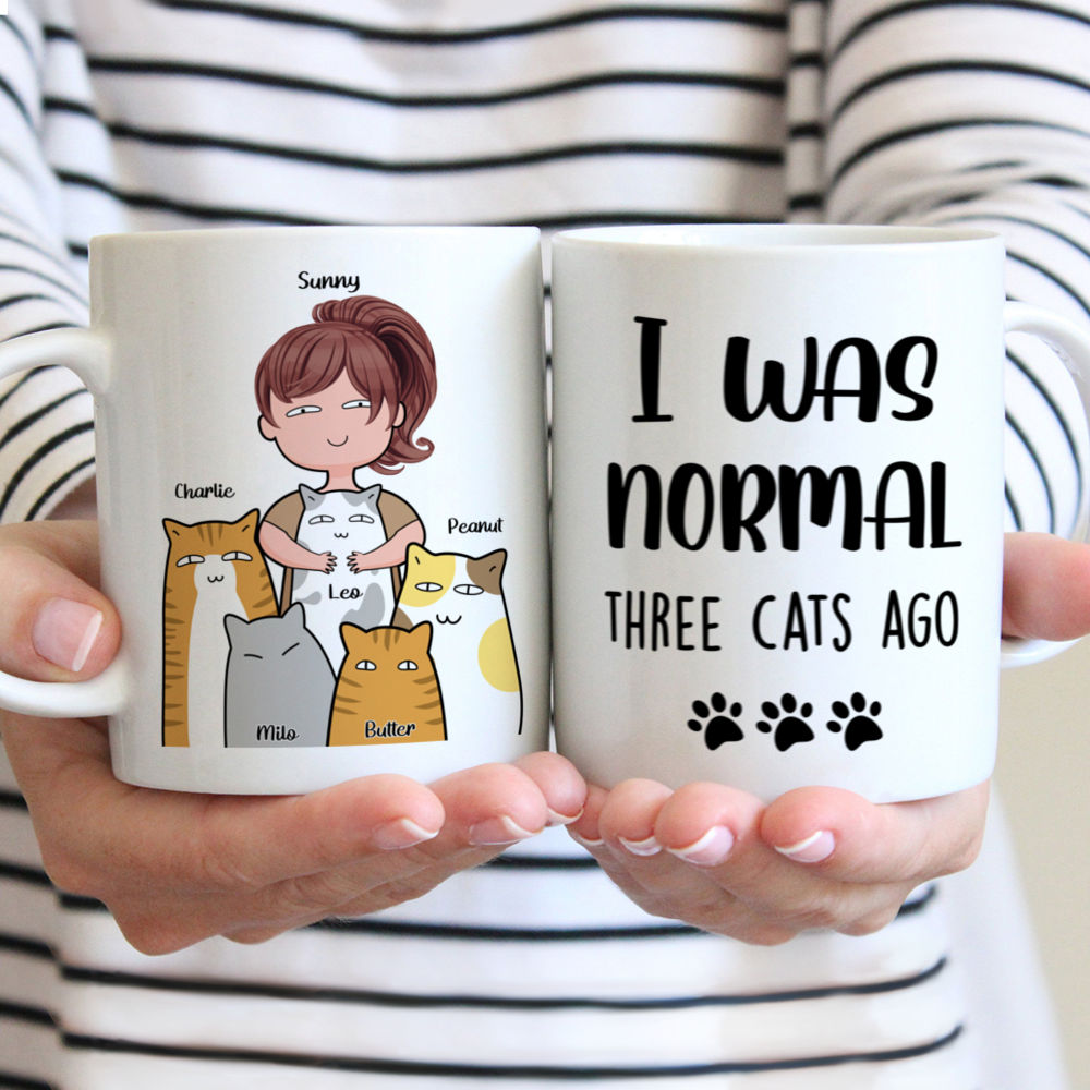 Personalized Mug - Crazy Cat Parent - - I was normal three cats ago