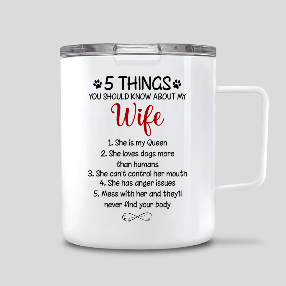 Personalized Mug - Hoodie Couple - 5 Things You Should Know About My Wife - Couple Gifts, Valentine's Day Gifts For Wife, Gifts For Wife_2