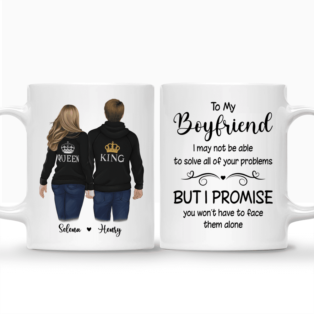 Personalized Mug - Hoodie Couple - To my Boyfriend I may not be able to solve all of your problems - Valentine's Day Gifts For Boyfriend, Couple Gifts_3