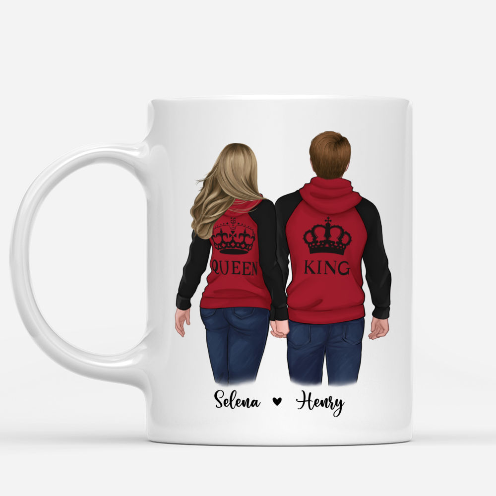 Personalized Mug - Hoodie Couple - Every Man Needs A Woman When His Life Is A Mess, Because Just Like In A Game Of Chess, The Queen Protects The King (v2)_1