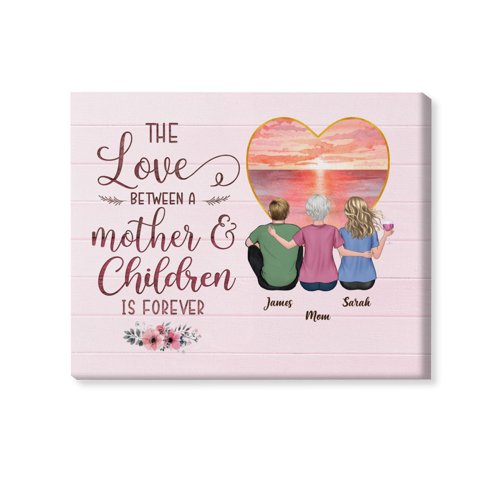 Personalized Wrapped Canvas - Mother's Day 2024 - Gift For Mom, Gift For Brothers, Gift for Sisters - Mother & Children Forever Linked Together_1