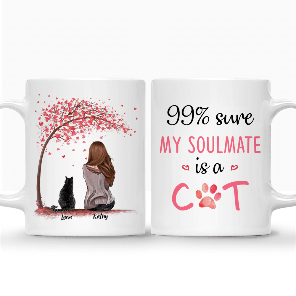 Personalized Mug - Girl and Cats - 99% Sure My Soulmate Is A Cat_3