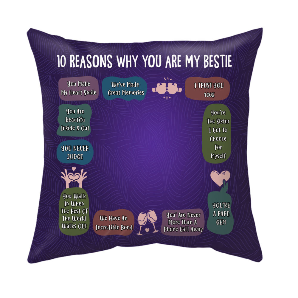 Photo Pillow - Photo Upload - 10 Reasons Why You Are My Bestie - Photo Gifts For Besties, Friends_5