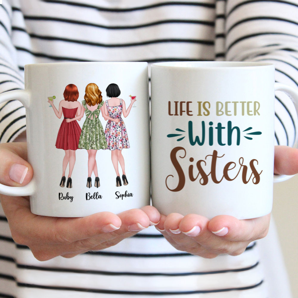 Personalized Mug - 3 Girls - Life Is Better With Sisters  (Spring)