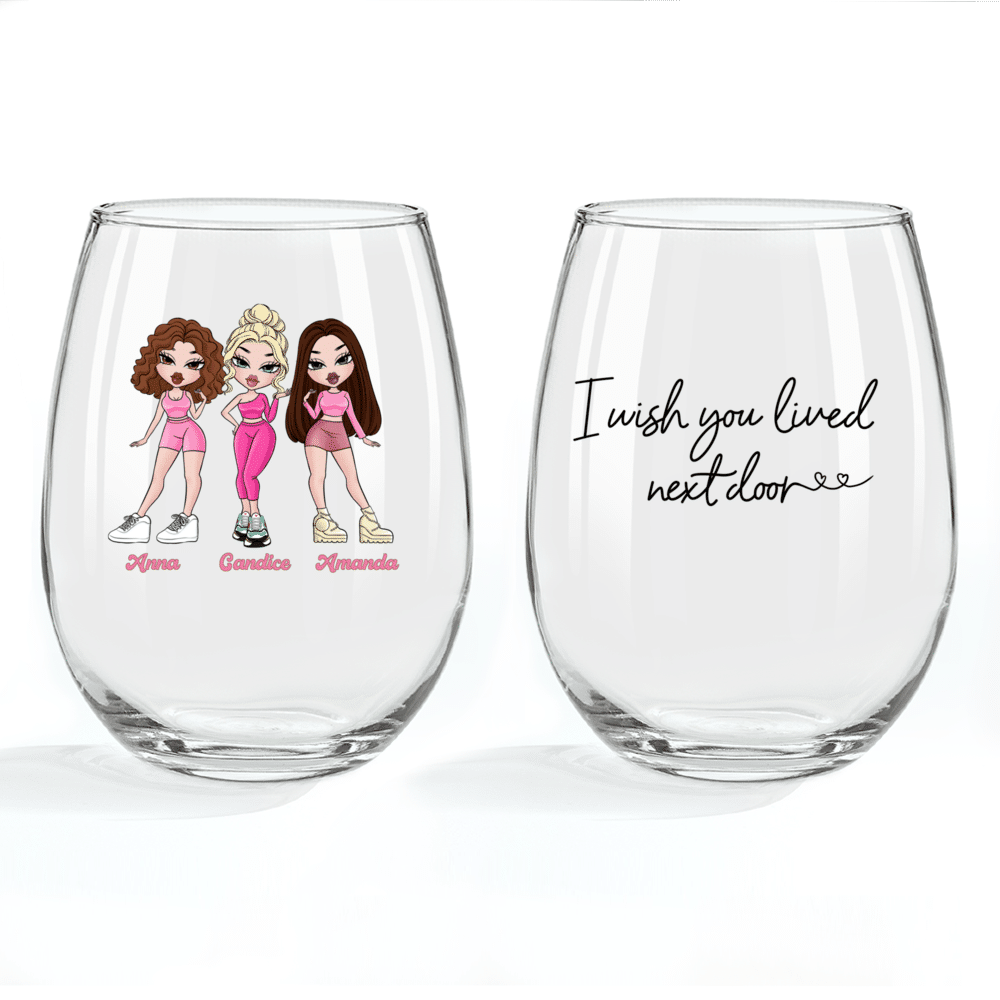 Personalized Wine Glass - Personalized Wine Glass - Beautiful Gift For Friends - I Wish You Lived Next Door_3