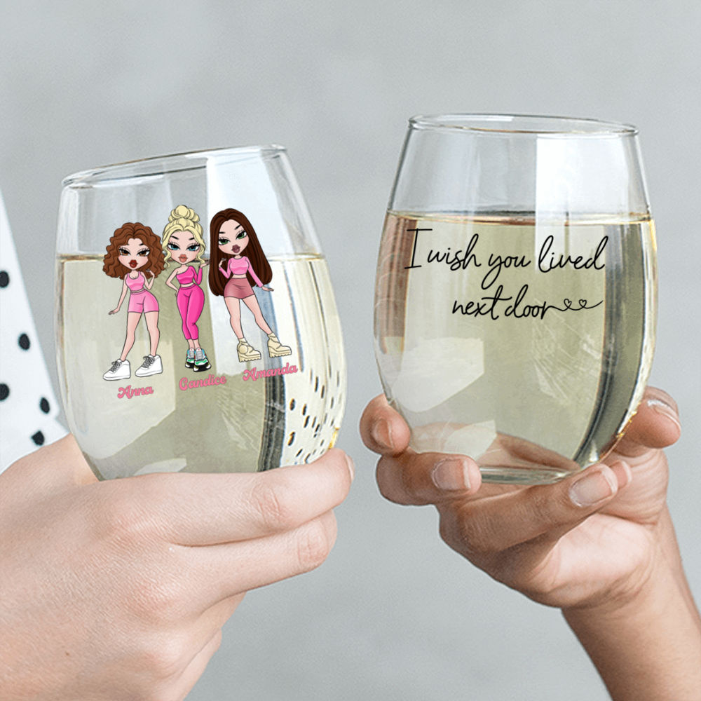 Personalized Wine Glass - Beautiful Gift For Friends - I Wish You Lived Next Door - Personalized Wine Glass_2