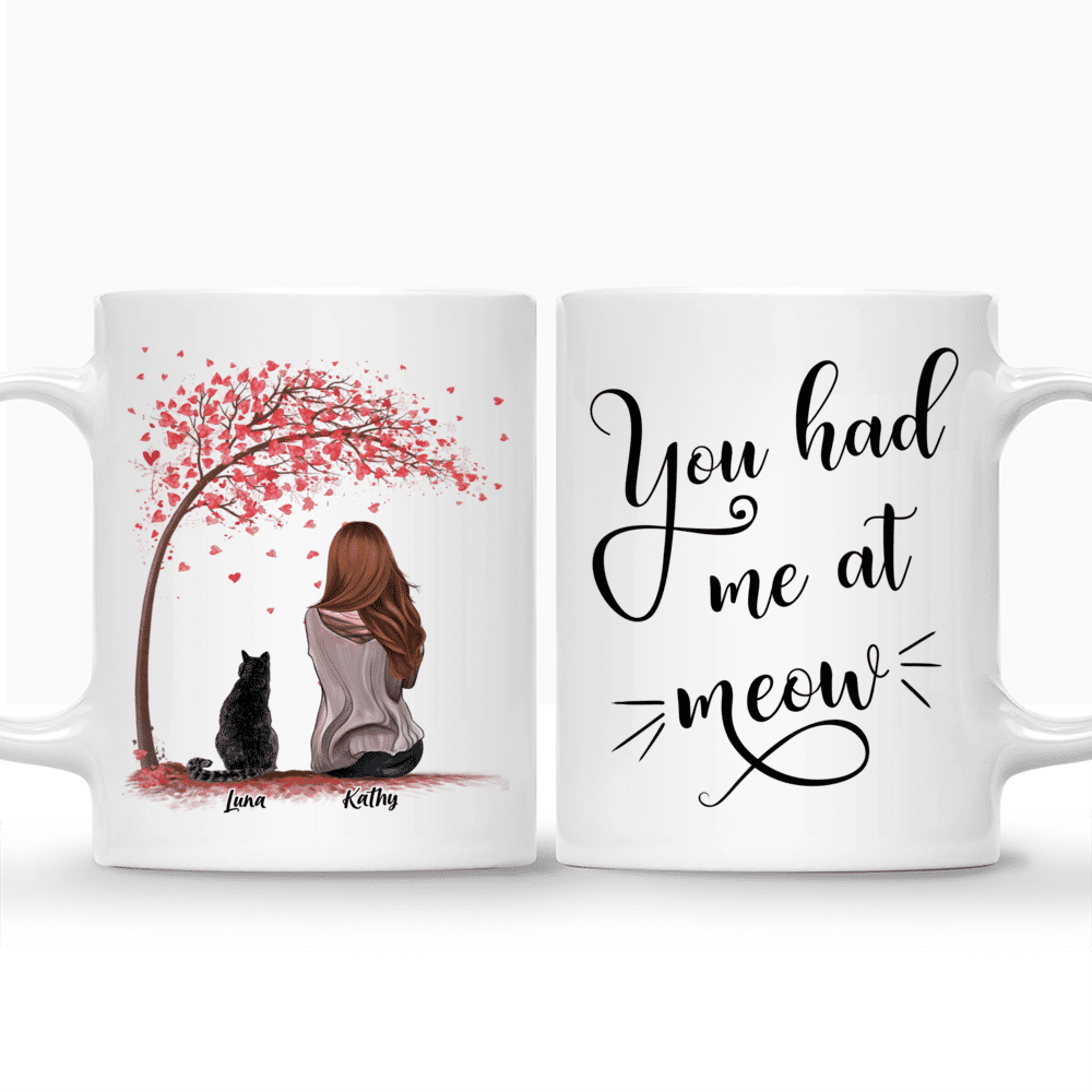 Personalized Mug - Girl and Cats - You had me at meow (Heart)_3