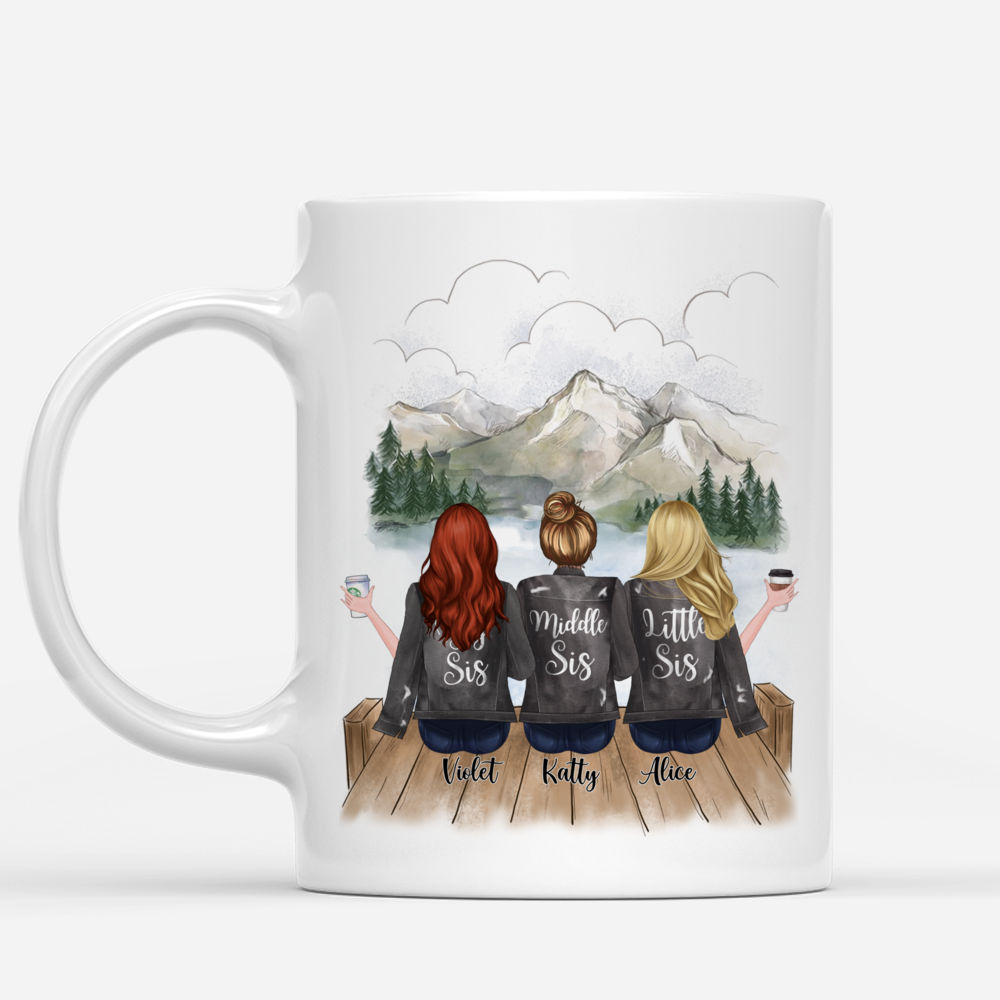 Personalized Mug - Up to 5 Sisters - Im pretty sure we are more than sisters. We are like a really small gang (Grey) - Mountain_1