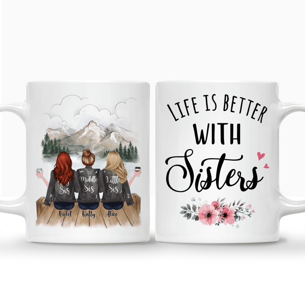 Personalized Mug - Up to 5 Sisters - Life is better with Sisters (Grey) - Mountain_3