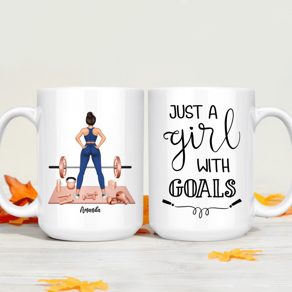 Personalized GYM Mug Just a Girls With Goals Personalized Workout Mug Gym  Lover Girl Coffee Mug Fitness Girl Mug Custom Gift Fitness Lovers 