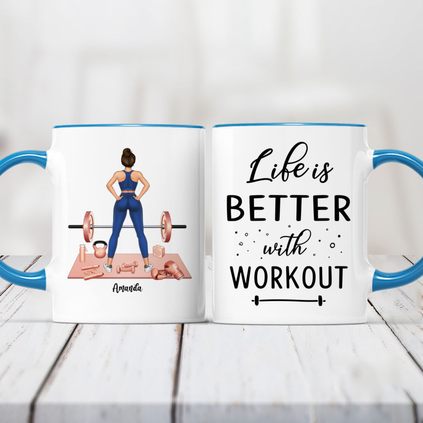 11oz Accent Coffee Mug Colors Novelty Gym Fitness Quote Men Women