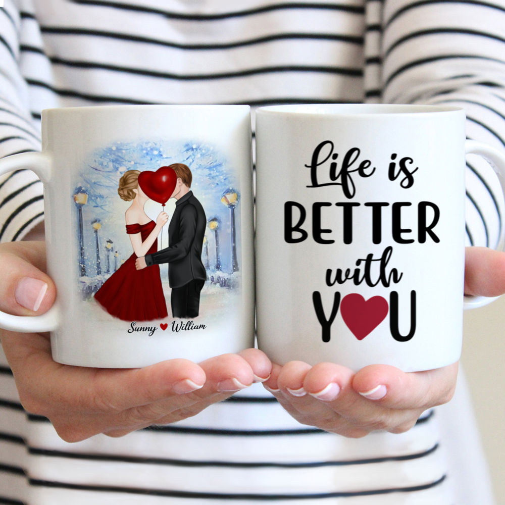 Personalized Mug - Kissing Couple - Life is better with you - Couple Mug, Couple Gifts, Valentine's Day Gifts, Anniversary gifts