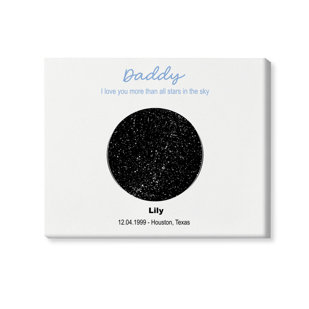 Gifts For Father's Day - Daddy I love you more than all stars in the sky - Custom Date, Location, Photo