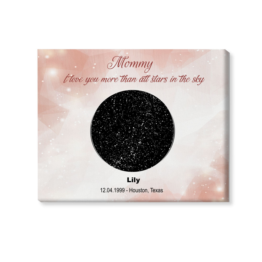 Gifts For Mom, Mother's Day - Mommy I love you more than all stars in the sky - Custom Date, Location, Photo