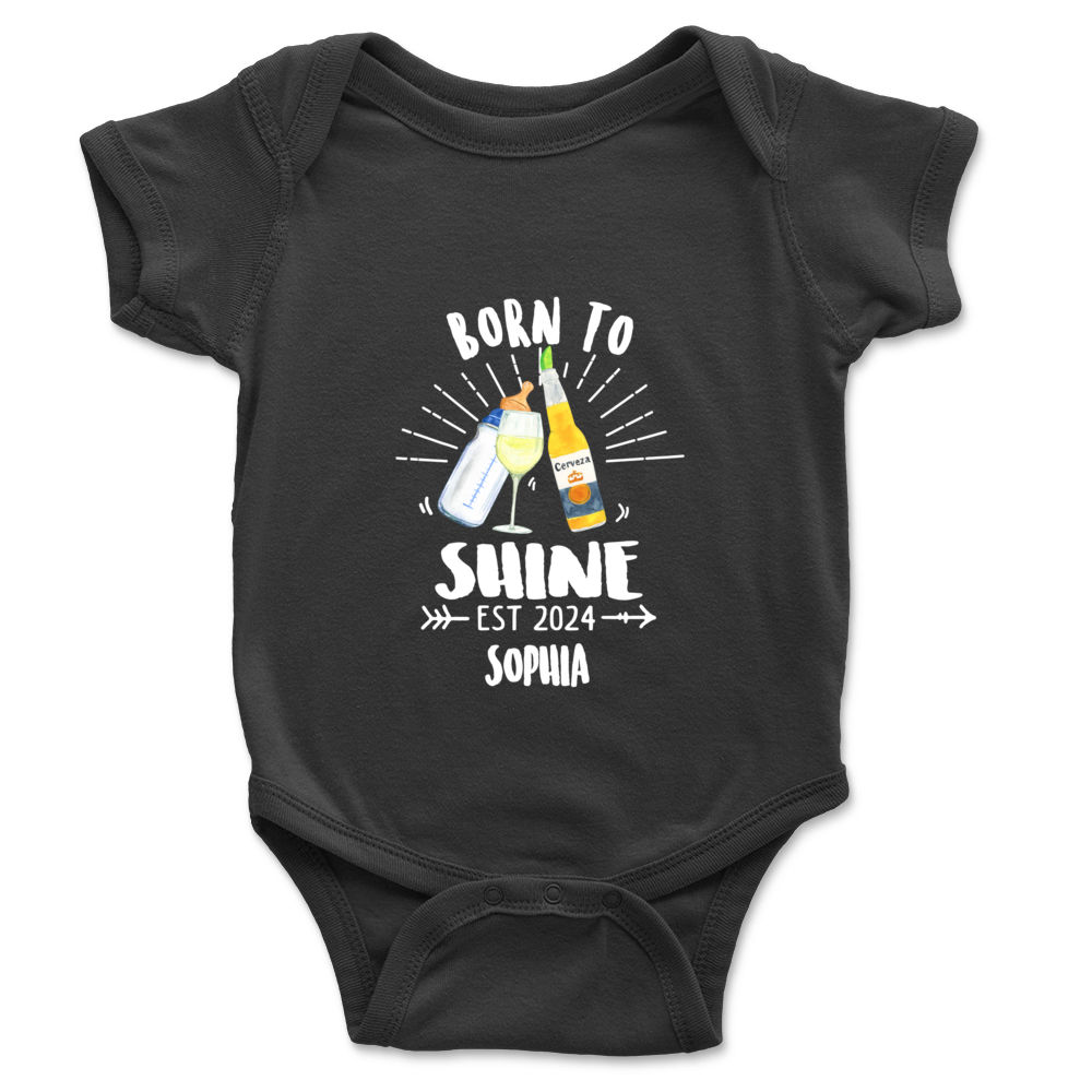 Personalized Onesie - Baby Onesies - Born to Shine - Custom Drink For Dad, Mom, Baby, Baby Gifts, New Mom, Dad Gifts_2