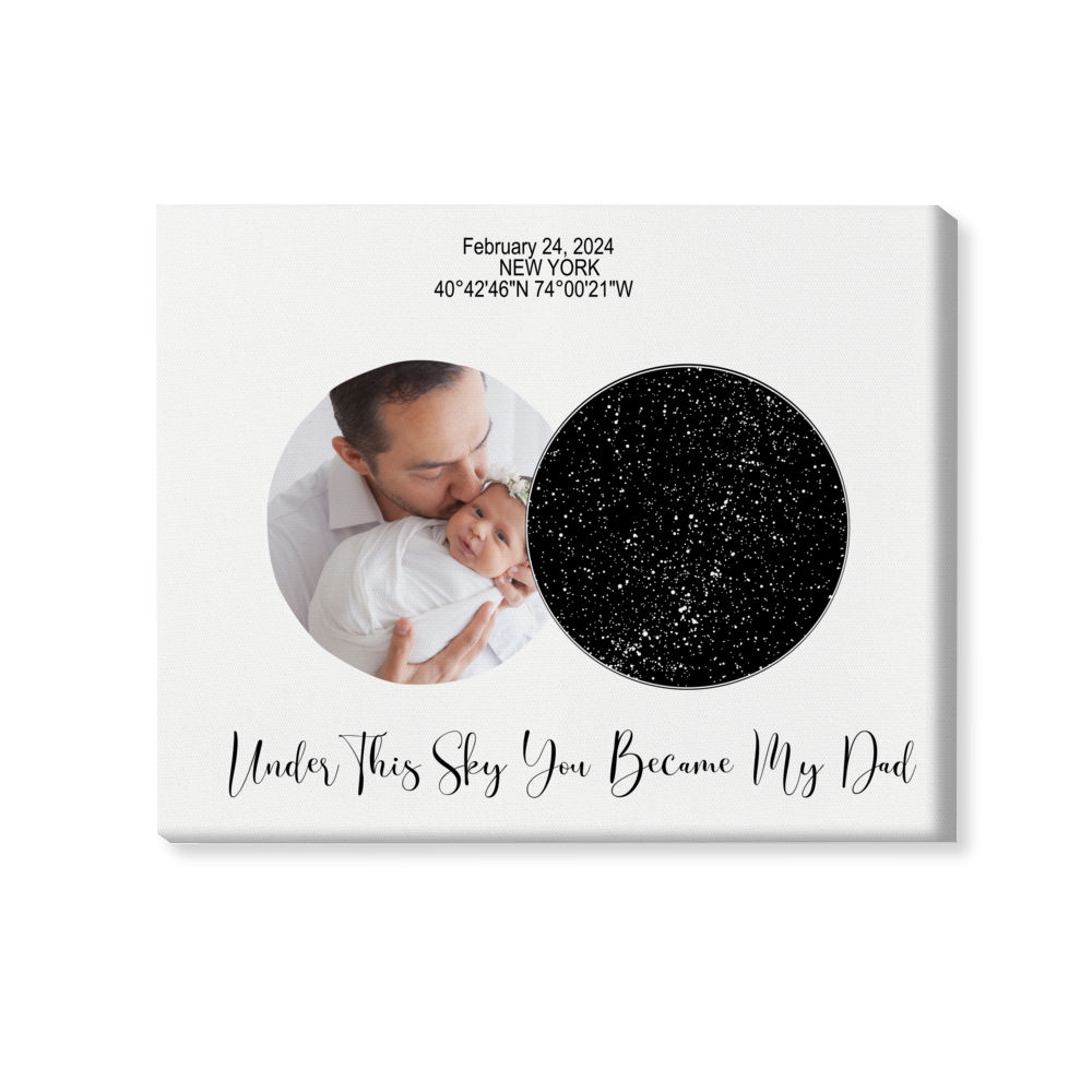 Photo Wrapped Canvas - Father's Day Gifts - Under This Sky You Became My Dad - New Dad Gifts, Gift for Dad, Photo Gift - Star Map Canvas_2