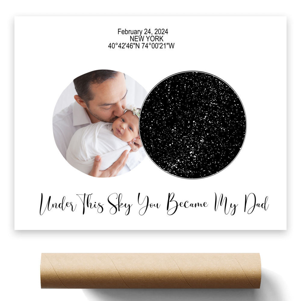 Photo Poster - Father's Day Gifts - Under This Sky You Became My Dad - New Dad Gifts - Star Map Poster, Photo Gifts_1