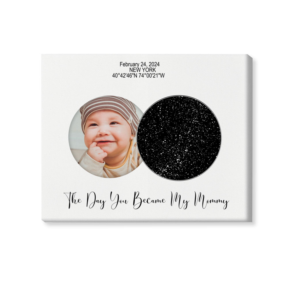 Photo Wrapped Canvas - Photo Upload - The Day You Became My Mommy - Gifts For Mother's Day - Star Map Canvas_4