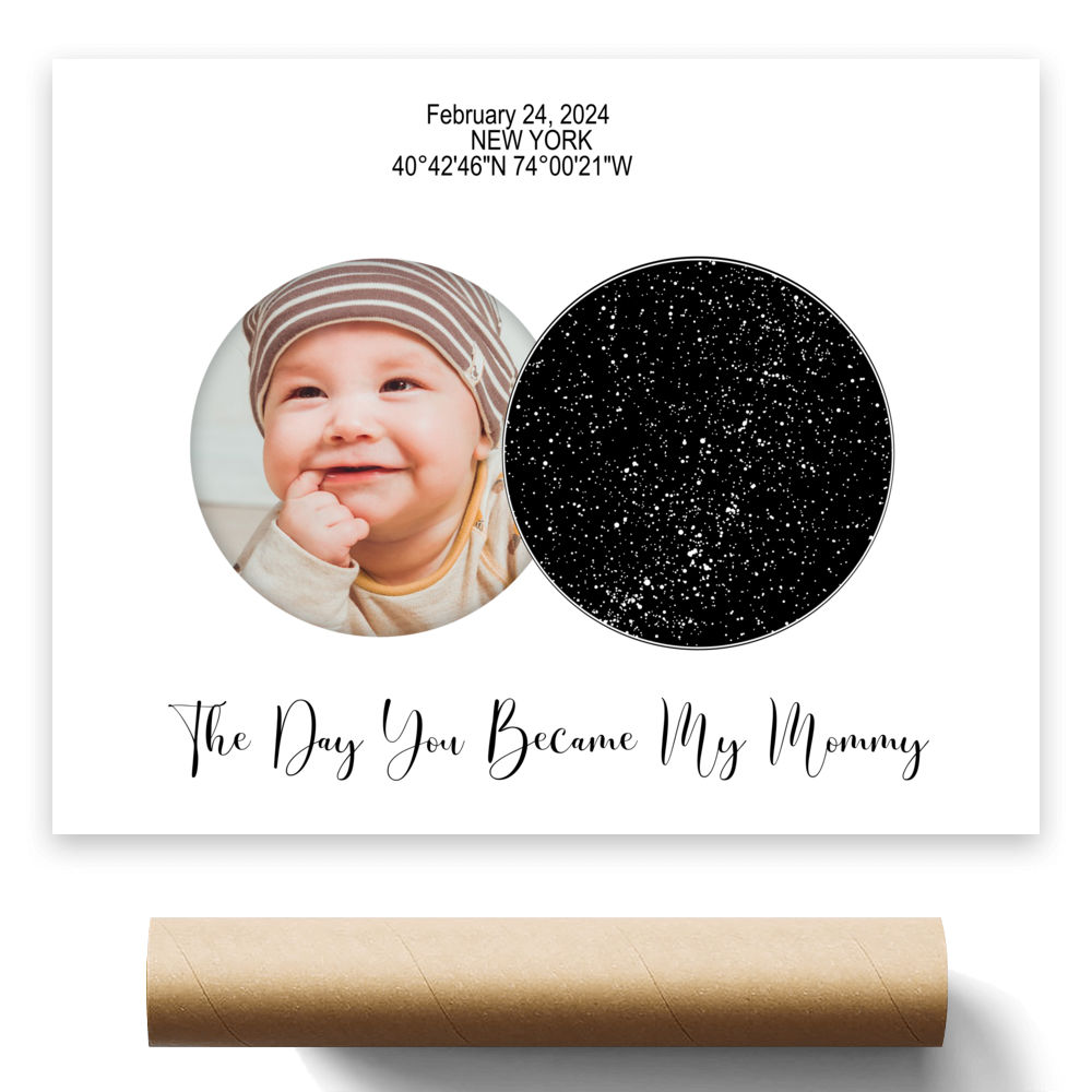 Photo Poster - Photo Upload - The Day You Became My Mommy - Gifts For Mother's Day - Star Map Poster