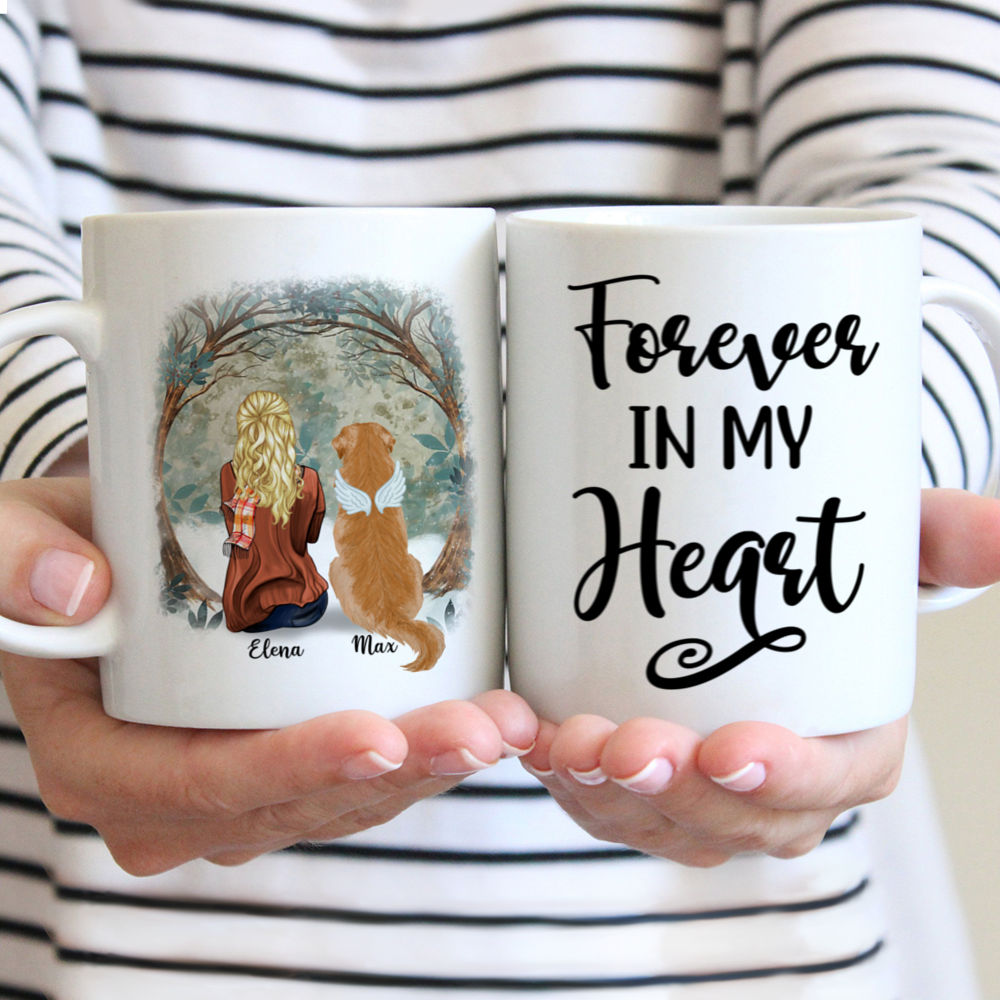 Personalized Mug - Girl and Dogs - Forever in my heart