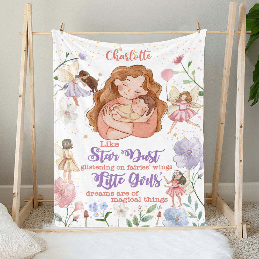 Gifts for Mom, Daughter - Little girls - Like stardust glistening on fairies’ wings, little girls dreams are of magical things - Blanket & Pillow_4