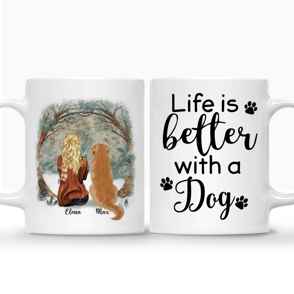 Personalized Mug - Girl and Dogs - Life Is Better With A Dog_3