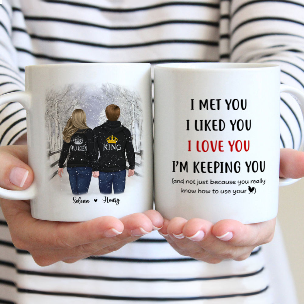 Personalized Mug - Winter Romance - I Met You I Liked You I Love You I'm Keeping You - Couple Gifts