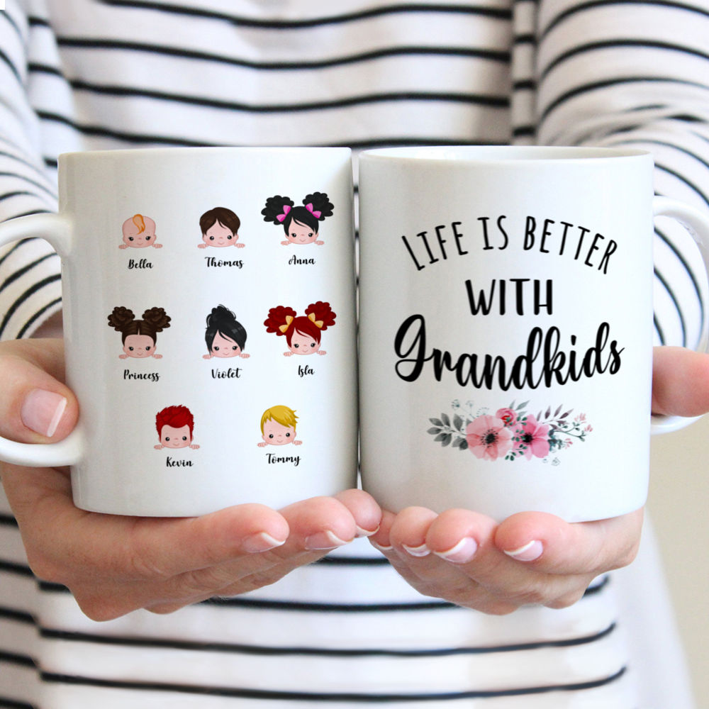 Personalized Mug - Life Is Better With Grandkids (8 Kids Version)