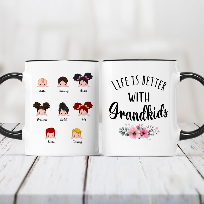 Personalized Mug - Life Is Better With Grandkids (8 Kids Version)