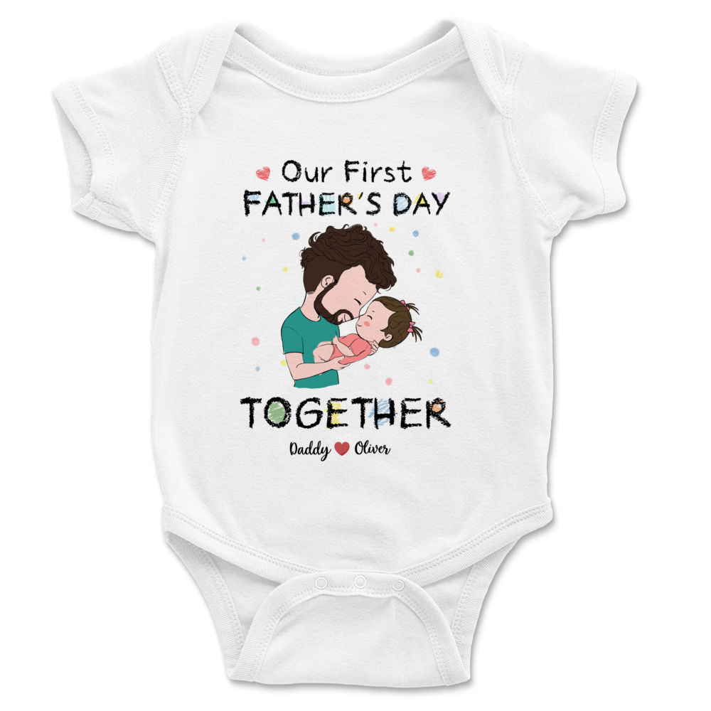 Personalized Set - First Father's Day - Our First Father's Day Matching Outfit (Onesie and TShirt Set) - Daddy & Baby_3