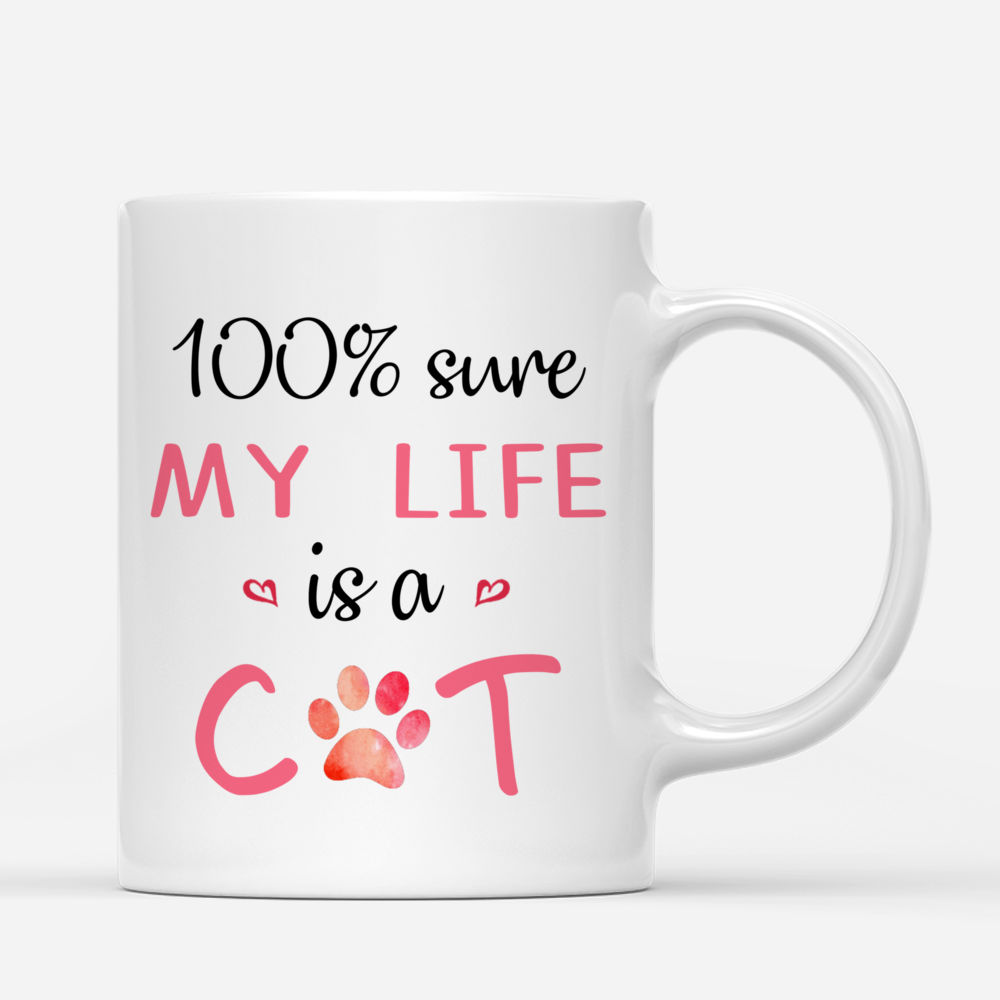 Personalized Mug - Girl and Cats - 100% Sure My Life Is A Cat_2