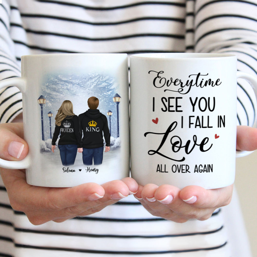 Personalized Mug - Valentine's Mug - Everytime I See You I Fall In Love All Over Again - Couple Gifts, Valentine's Day Gifts