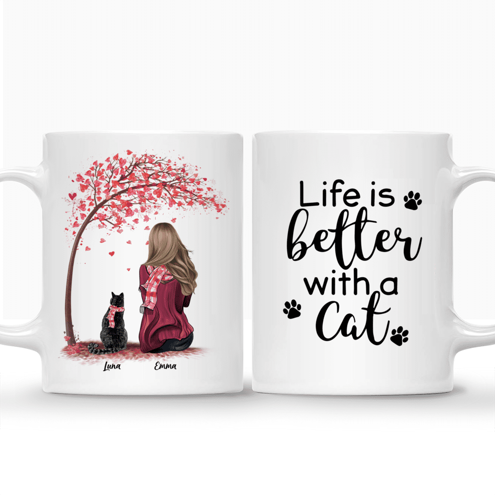 Girl and Cats Spring - Life Is Better With A Cat - Personalized Mug_3