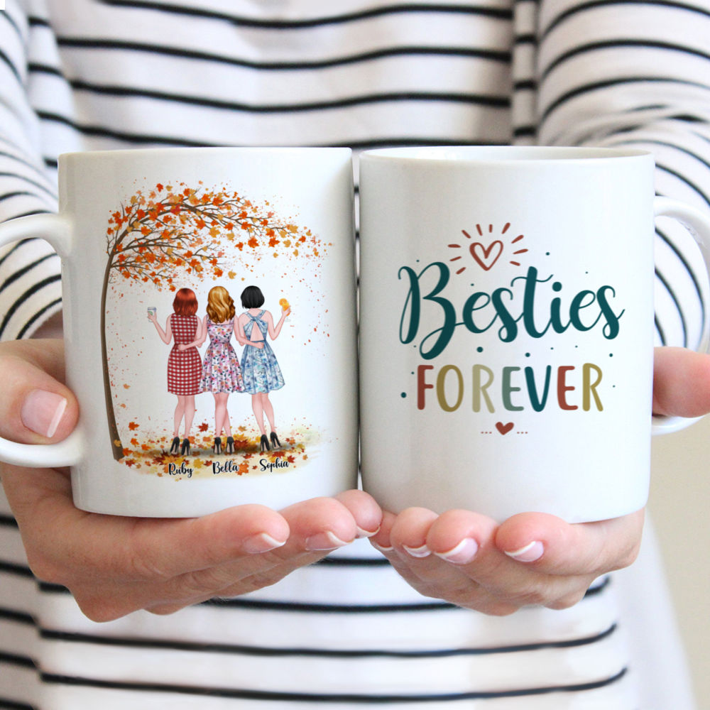 Personalized Mug - Up to 3 Girls - Besties Forever (Autumn)