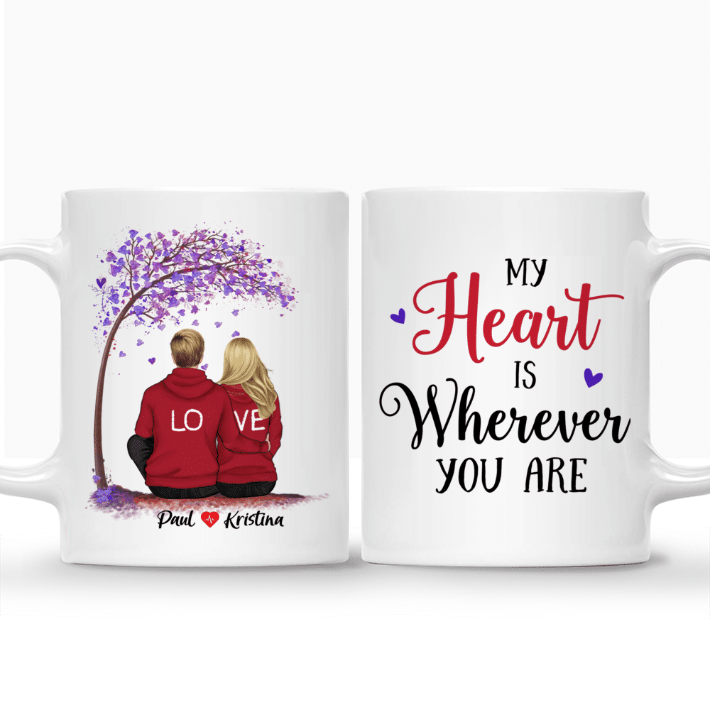 Couple Mug - My heart is wherever you are - Couple Gifts, Valentine's Day Gifts, Gifts For Her, Him - Personalized Mug_3