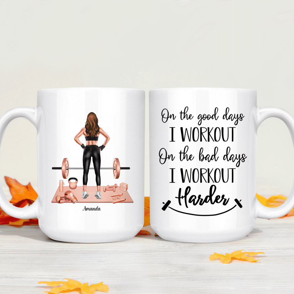 on Bad Days I Work Out Harder - Personalized Shirt - Birthday Gift for Her, Gym Girl, Fitness Lover Pullover Hoodie / White / 2XL