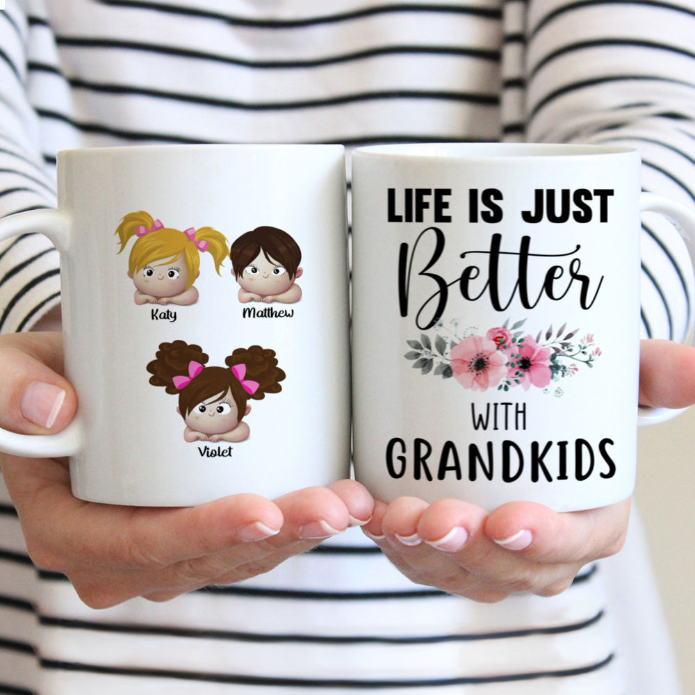 Up to 9 Kids - Life is Just Better with GrandKids (G) - Personalized Mug