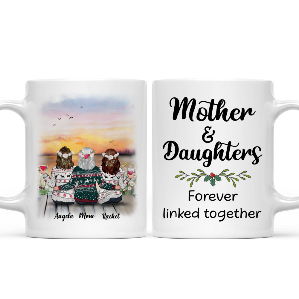 Personalized Mug - Mother & Daughter - Mother & Daughter Forever Linked Together (Flower Crowns)_3