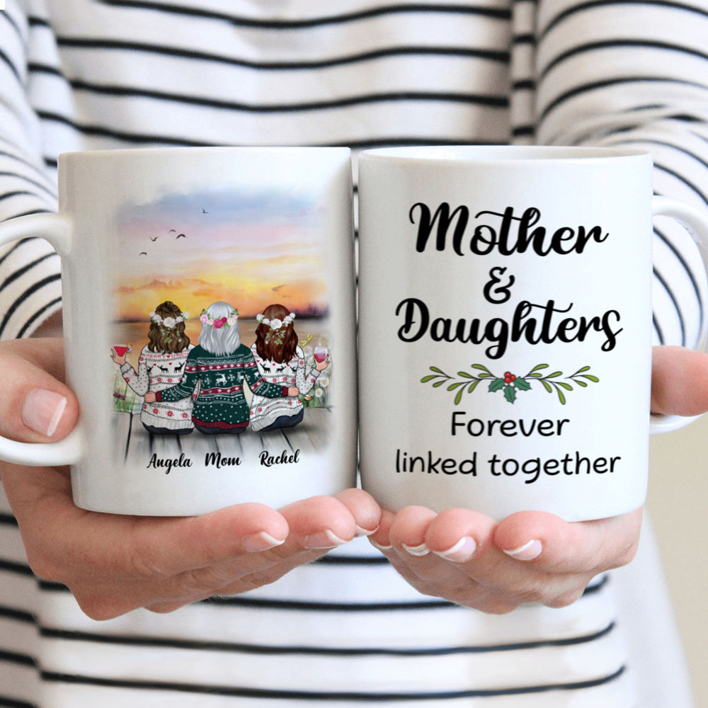 Personalized Mug - Mother & Daughter - Mother & Daughter Forever Linked Together - Mother's Day, Birthday Gifts, Gifts For Mom, Daughters