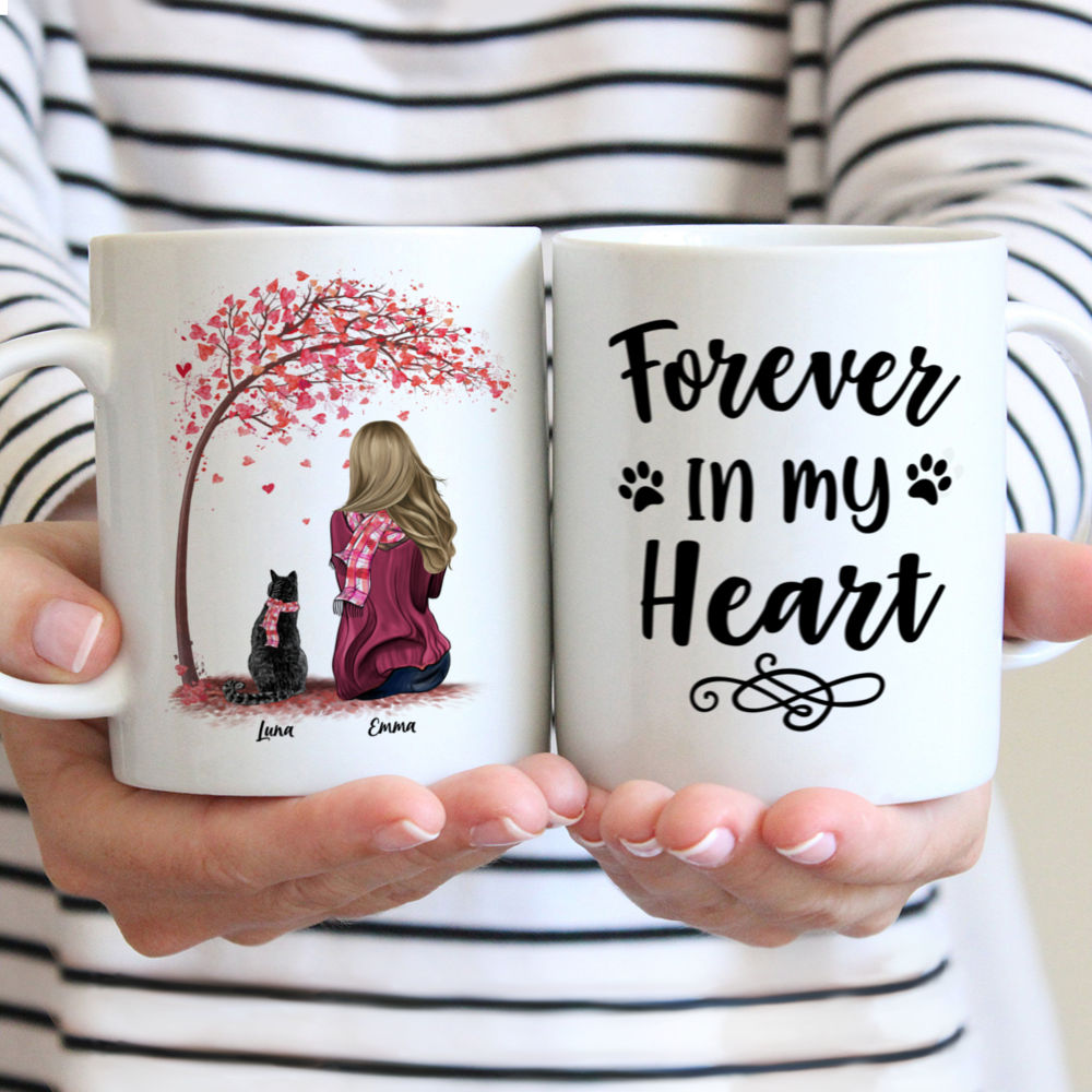 Personalized Mug - Girl and Cats Spring - Forever In My Heart