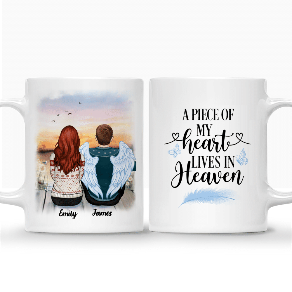 Personalized Mug - Memorial Mug - Sunset - A Piece of My Heart Lives in Heaven - Memorial Gift, Mother's Day Gift For Mom, Gift For Family Members_3