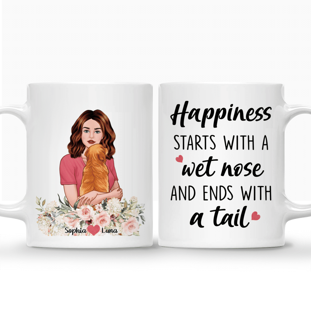 Personalized Mug - Hugging Dog - Happiness Starts With A Wet Nose And Ends With A Tail_3