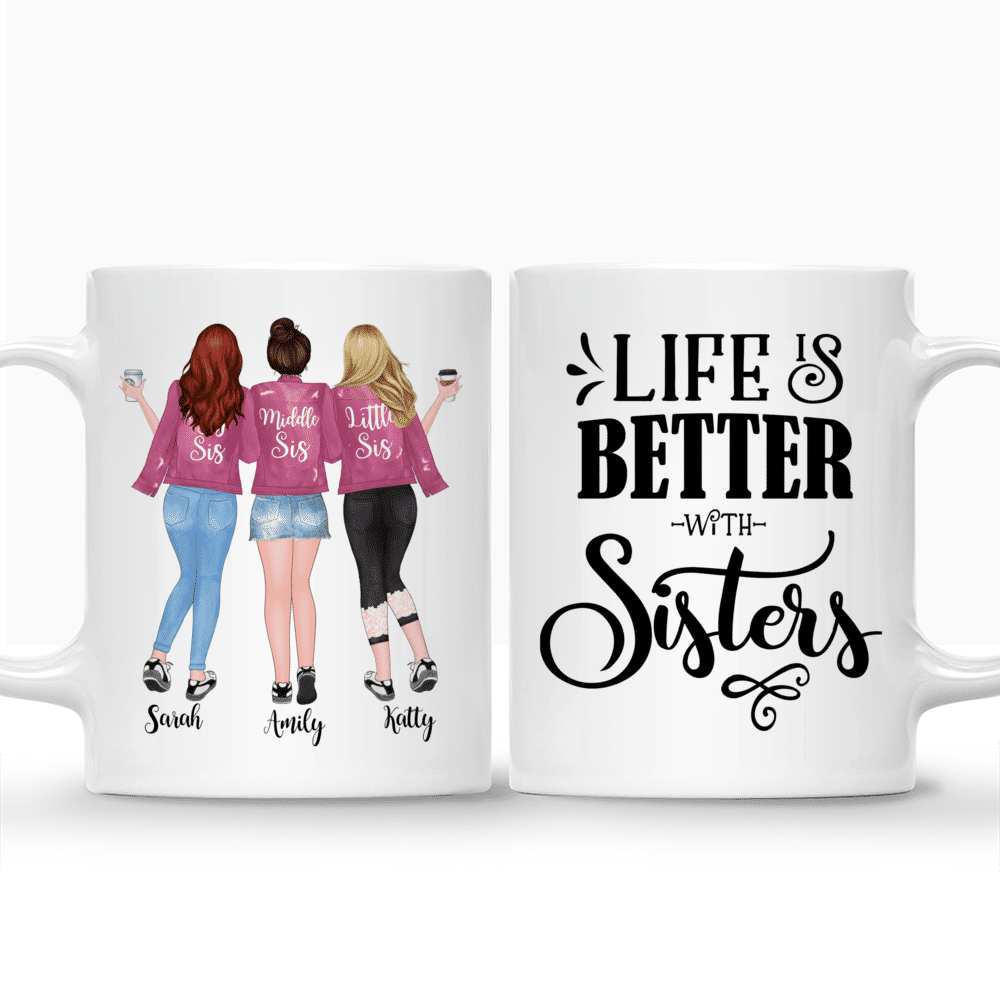 Personalized Mug - Up to 5 Sisters - Life is better with Sisters (Ver 3) - Pink White_3