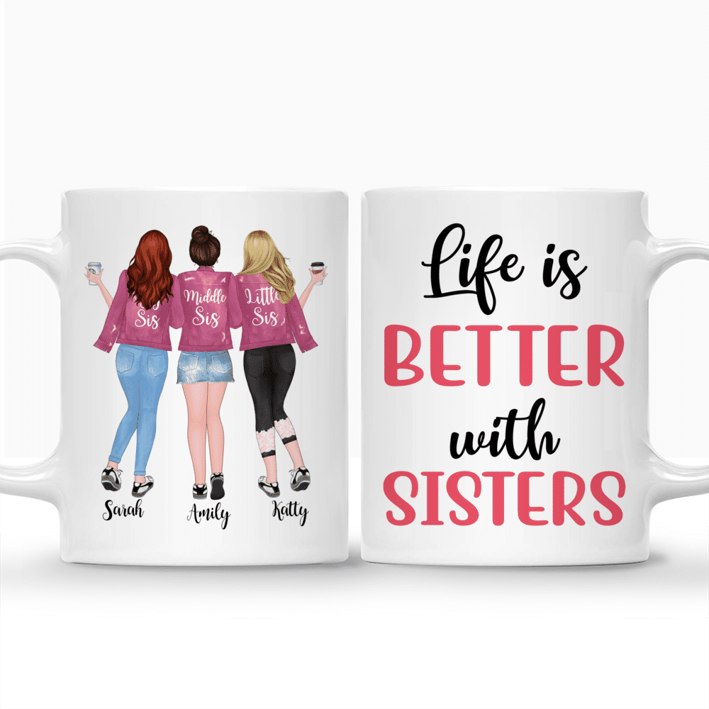 Personalized Mug - Up to 5 Sisters - Life is better with Sisters (Pink)_3