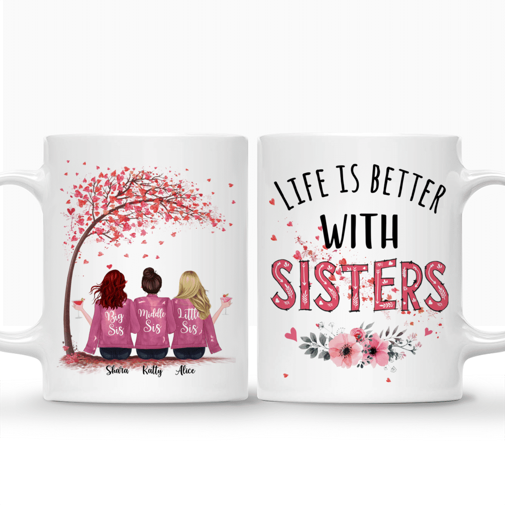 Personalized Mug - Up to 6 Sisters - Life is better with Sisters (Pink) (Love Tree)_3